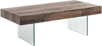 Oresteluchetta Tavolino da salotto moderno in legno con gambe in vetro 110x60cm Manhattan