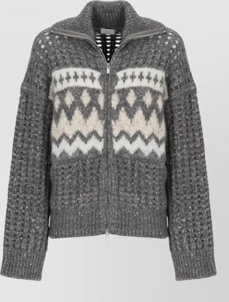 PESERICO sequined long-sleeve high-neck jacket
