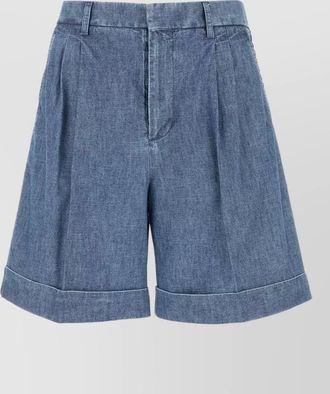Valentino Garavani denim bermuda shorts belt loops pleats