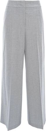 PESERICO Micro-pied-de-poule Palazzo Broek - Dames - Wijde Broeken - Grijs - M - Wol - Broeken