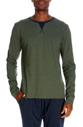 Unsimply Stitched Long Sleeve Contrast Crewneck Shirt in Heather Green at Nordstrom Rack, Size Xx-Large