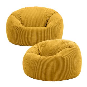 Icon Brand Kingston Classic Beanbag, Corduroy 2 Pack in Yellow