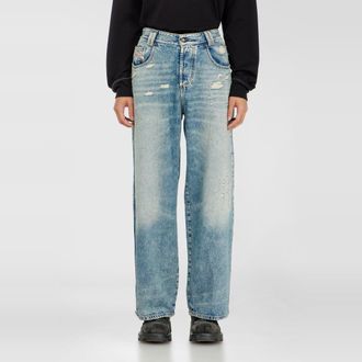 Diesel Relaxed Jeans High Waist 1982 D-Hakou, Light blue, Button fly