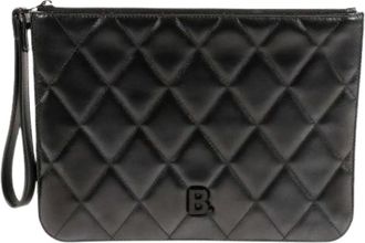 Balenciaga Pre-owned Clutches, female, Black, Size: ONE SIZE Pre-owned B Logo Quilted Clutch