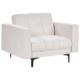 Beliani Sill&oacute;n De Tela Acolchado Capiton&eacute; Reclinable Con Respaldo De 3 Posiciones Blanco Crema Alnes