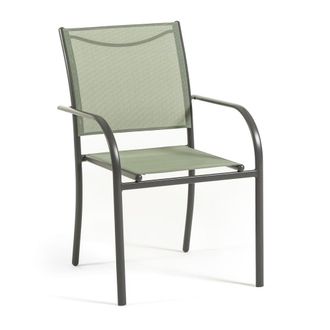 Siediti Fuori e Dentro Set de 6 sillas con reposabrazos de acero y textileno verde