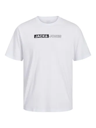 Jack & Jones Plus Size Mens Jjecorp Logo Tee Ss O-n Noos Pls T-Shirt, White/Print: Play 5, XX-Large