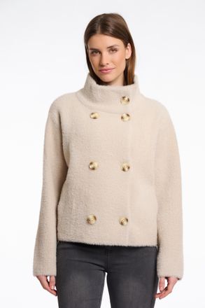 Rino&Pelle Kurzjacke RINO & PELLE BETH, Damen, Gr. XXL (44), grau (stone), Boucl&eacute;, Obermaterial: 59% Polyamid, 26% Polyester, 15% Viskose, unifarben, regular fit