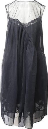 Simone Rocha Overlay Mesh Baby Doll Dress in Black Silk