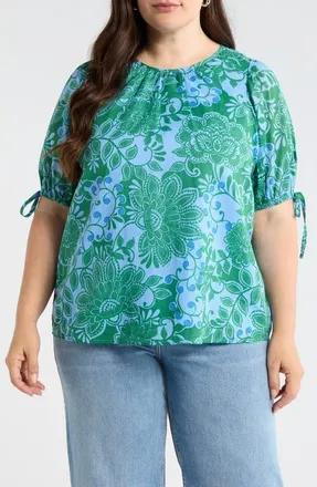 Sugarlips Tressa Floral Top in Kelly-Blue-Multi at Nordstrom, Size 1X