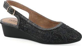 White Mountain Borris Slingback Wedge in Black/Fabric at Nordstrom Rack, Size 6.5