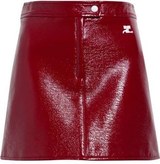 Courr&egrave;ges Reedition Faux Leather Miniskirt in Red at Nordstrom, Size 38