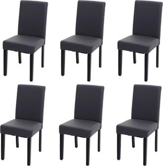 Hhg Set 6x sedie Littau ecopelle opaca soggiorno cucina sala da pranzo 56x43x90cm grigio piedi scuri