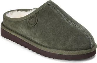 Dearfoams Fireside Greta Genuine Shearling Clog Slipper in Olive at Nordstrom, Size 10