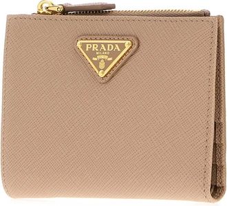Prada Womens Lampo Wallet Pink Leather