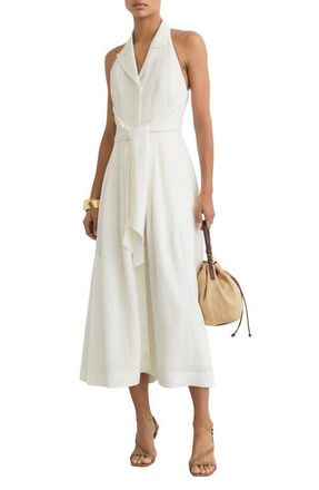 Reiss Tor Tie Waist Sleeveless Maxi Dress in Ivory at Nordstrom, Size 10 Us