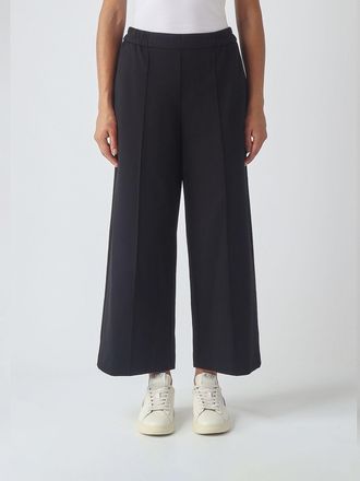 Meimeij Pantaloni a gamba larga in cr&ecirc;pe a vita alta con elastico