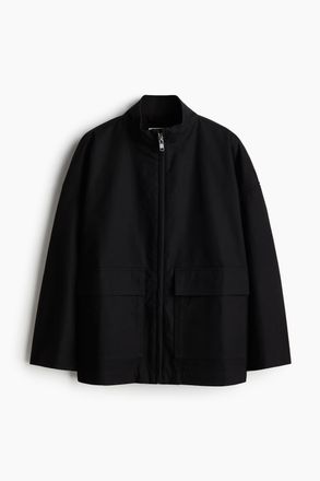 H&M Oversized Canvasjacke - Schwarz