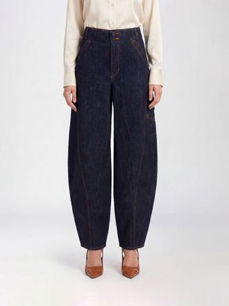 Self Portrait High-Waisted Wide-Leg Cargo Jeans in Cotton Denim