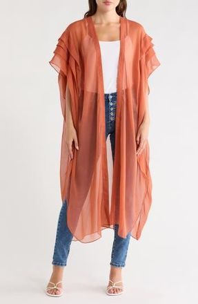 BCBGeneration Solid Pleated Chiffon Duster in Rust at Nordstrom Rack