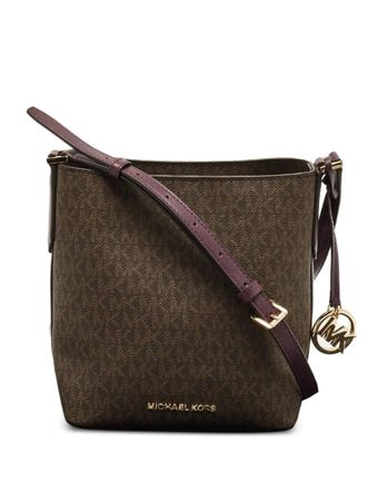 Michael Kors Monogram bucket bag - women - Canvas/Calf Leather/PVC/Calf Leather - One Size - Brown