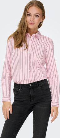 Jacqueline de Yong Hemdbluse JDY JDYMIO L/S SHIRT WVN NOOS, Damen, Gr. 34, chalk pink stripes:fig, Web, Obermaterial: 72% Baumwolle, 24% Polyester, 4% Elasthan, gestreif