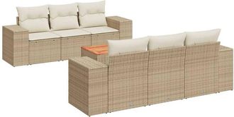 vidaXL Vidaxl - Set Sof&aacute;s De Jard&iacute;n 7 Piezas Y Cojines Rat&aacute;n Sint&eacute;tico Beige