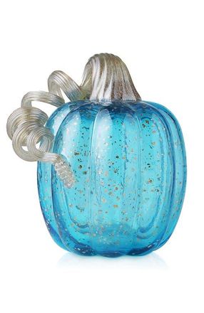 Glitzhome Fall Multi-Style Short Glass Pumpkins in Blue at Nordstrom, Size Medium