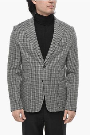 Paolo Pecora Unlined Houndstooth Blazer With Peaked Lapel size 48