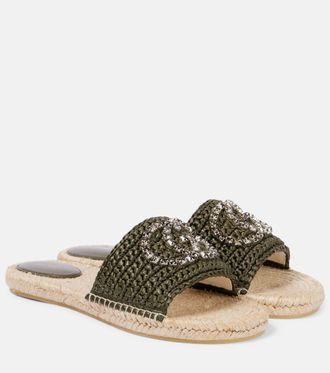 Gucci GG embellished raffia slides