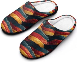 Generic Waving German Germany Flags Funny Womens Cotton Slippers Shoes Novelty Soft Non-Slip Sole Home Shoe