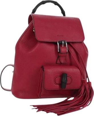 Gucci Pre-owned Vintage Rugzak - Dames - Vintage Rugzakken - Rood - ONE Size - Leer - Vintage