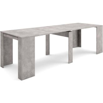 Skraut Home Consolle allungabile, Tavolo consolle allungabile, 260, Per 12 persone, Tavolo da pranzo, Stile moderno, Grigio Cemento - Skraut Home