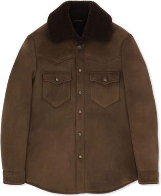 Fortela Ranch Sheepskin Overshirt in Brown at Nordstrom, Size 40 Eu