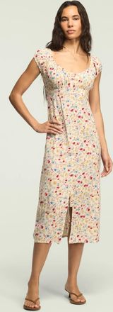 Lucky Brand Womens Empire Short Sleeve Simone Midi Dress
