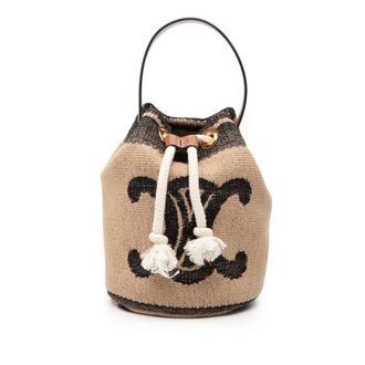 Celine Pre-owned Celine Small Triomphe Raffia Drawstring Bucket Bag Ladies F-GA-1262
