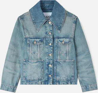 Ganni Blue Rigid Denim Jacket - Size 10/12 Organic Cotton