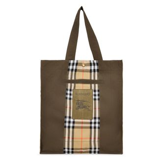 Burberry Check Trench Tote - Heren - Shoppers - Groen - ONE Size - Katoen - Tassen