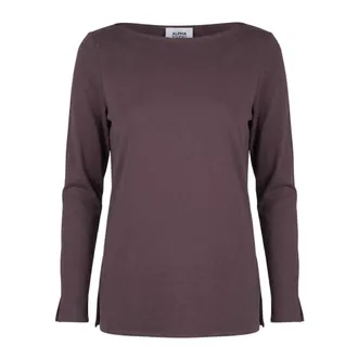 Alpha Studio Long Sleeve Tops, female, Purple, Size: XS Barca Boat-neck Top