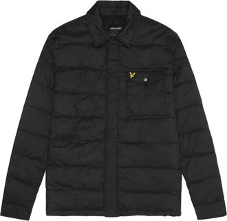 Lyle & Scott Gewatteerd Jas met Kraag - Heren - Zomerjassen - Zwart - M - Polyester - Jassen