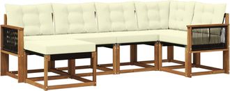 vidaXL Conjunto De Sof&aacute;s De Exterior 6 Uds. Natural Y Crema Vidaxl