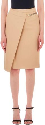 Liu Jo Beige Omslagrok Klassieke Stijl - Dames - Midirokken - Beige - L - Polyester - Rokken