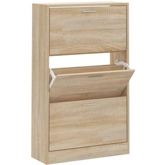 vidaXL Mueble Zapatero Madera Contrachapada Roble Sonoma 63x24x103 Cm Vidaxl