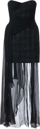 Elisabetta Franchi Black Strapless Textured Sheer Evening Dress