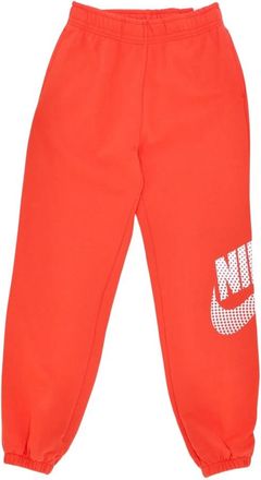 Nike Dance Fleece Oversized Trainingsbroek - Dames - Trainingsbroeken - Rood - L - Katoen - Fitness