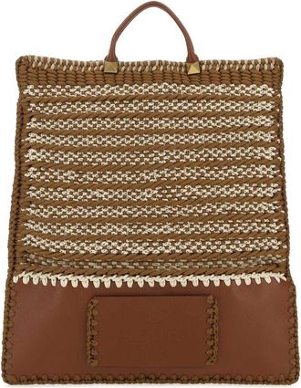 Valentino Garavani Multicolor Crochet And Leather Shopping Bag
