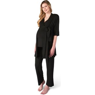 Everly Grey Analise During & After 3-Piece Maternity/Nursing Sleep Set in Black at Nordstrom, Size X-Large
