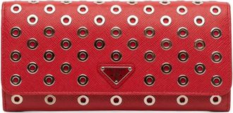 Prada Portafoglio in pelle Saffiano con occhielli 2000-2013 - Rosso