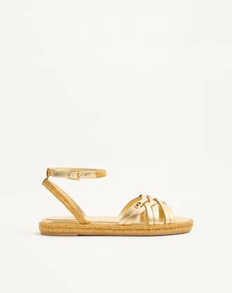 Valentino Garavani Sandalo BriBri In Vitello Laminato 20mm Donna ANTIQUE BRASS/NATURALE 35