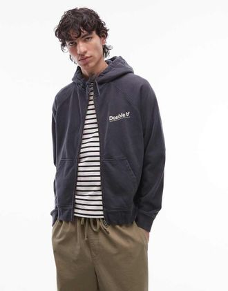 Wood Wood Double A By Wood Wood - Sven - Felpa in maglia grigio antracite con chiusura zip
